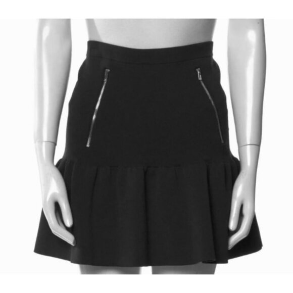 Sandro Paris black knit mini skirt size 1 US size 4 ruffle zipper accents - Picture 1 of 9